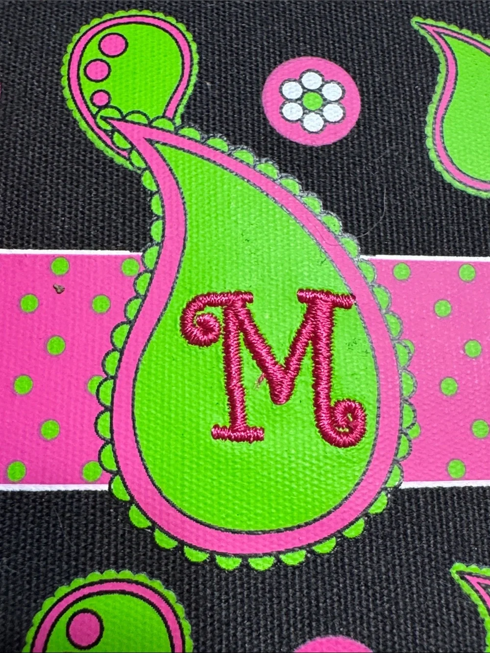 Photo Album With 4x6 Sleeves with Green Paisley Pattern With M Initial